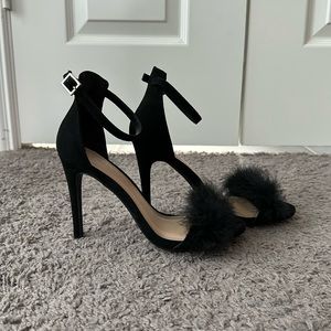 Faux Fur Trim Heels